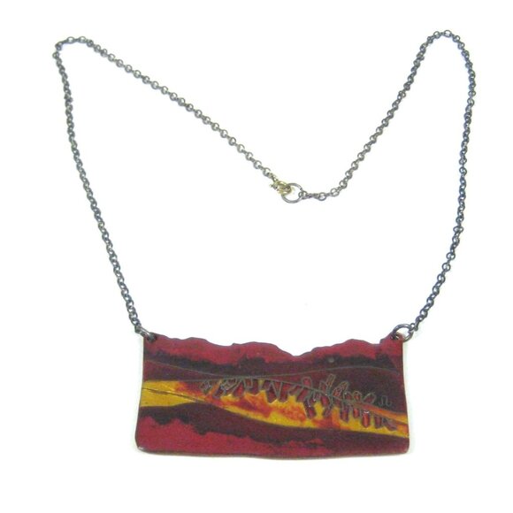 Frances Stikine 2 Necklace Abstract Enamel Pendant 25 in Bib Vintage - Picture 1 of 10